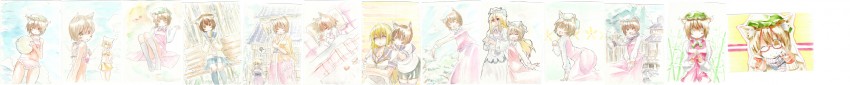 yakumo yukari, yakumo ran, and chen (touhou) drawn by oge_(ogeogeoge)