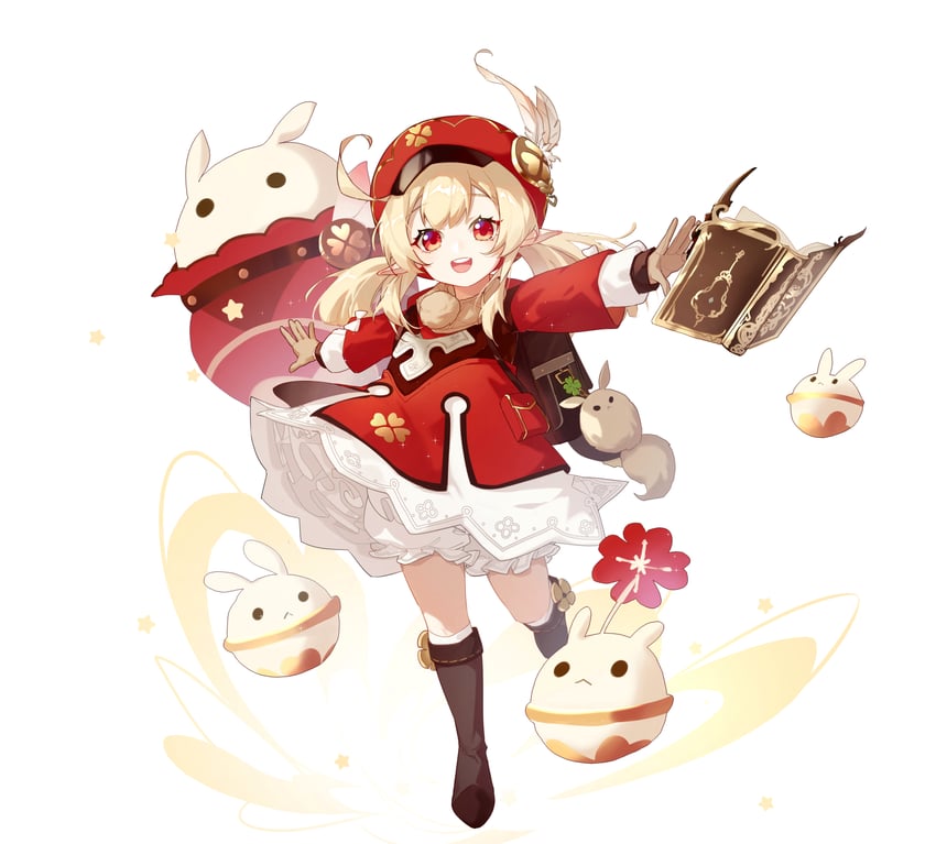 klee, dodoco, and jumpy dumpty (genshin impact) drawn by yun_(ljw893053278)