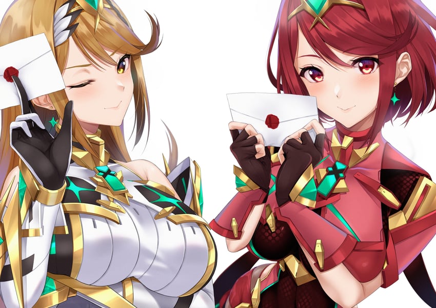 pyra and mythra (xenoblade chronicles and 2 more) drawn by yuuki_shin