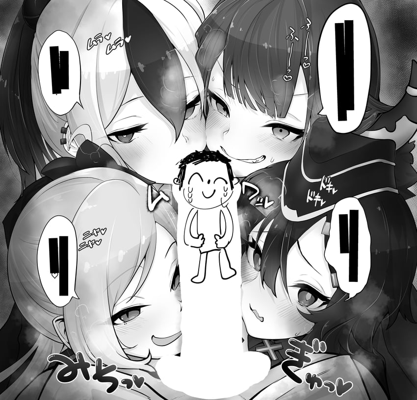 sensei, doodle sensei, kayoko, aru, mutsuki, and 1 more (blue archive) drawn by arikui_(ooooalikui)