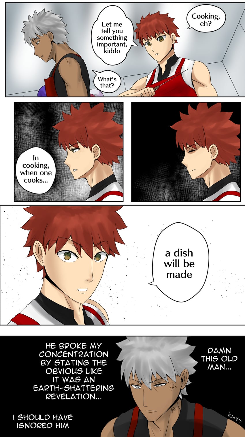 emiya shirou, archer, and senji muramasa (fate and 1 more) drawn by kmvt