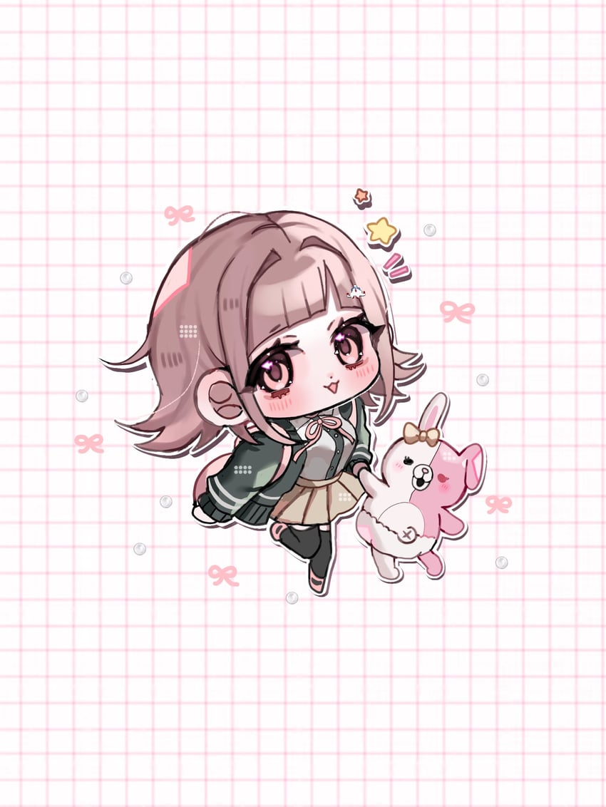 nanami chiaki and monomi (danganronpa and 1 more) drawn by yuyu_(yuuyudayo1211)