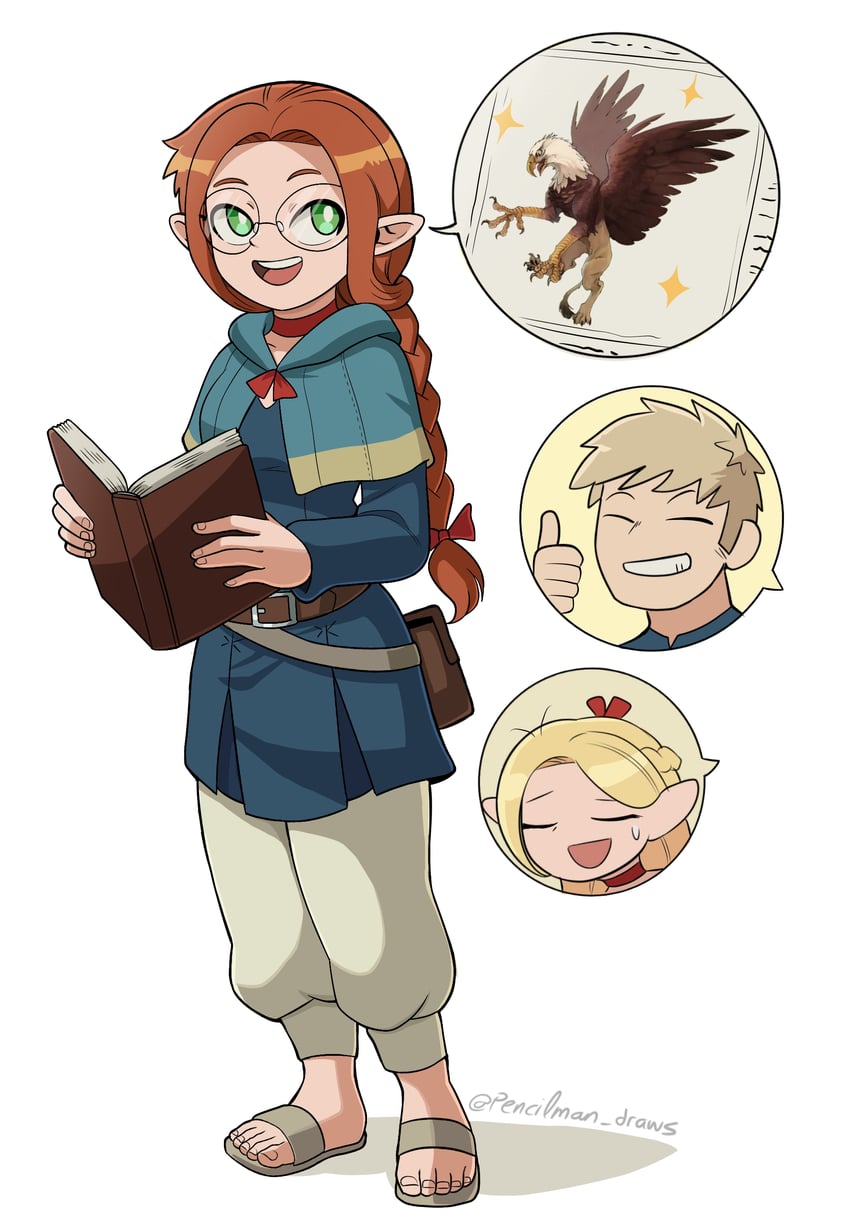 marcille donato and laios touden (dungeon meshi) drawn by pencilman_draws