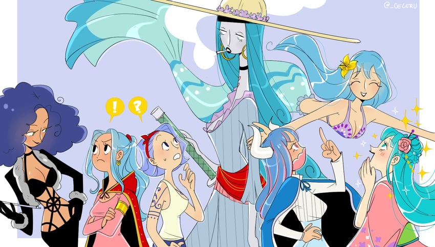 nefertari vivi, ulti, kouzuki hiyori, nojiko, paula, and 2 more (one piece) drawn by cesel