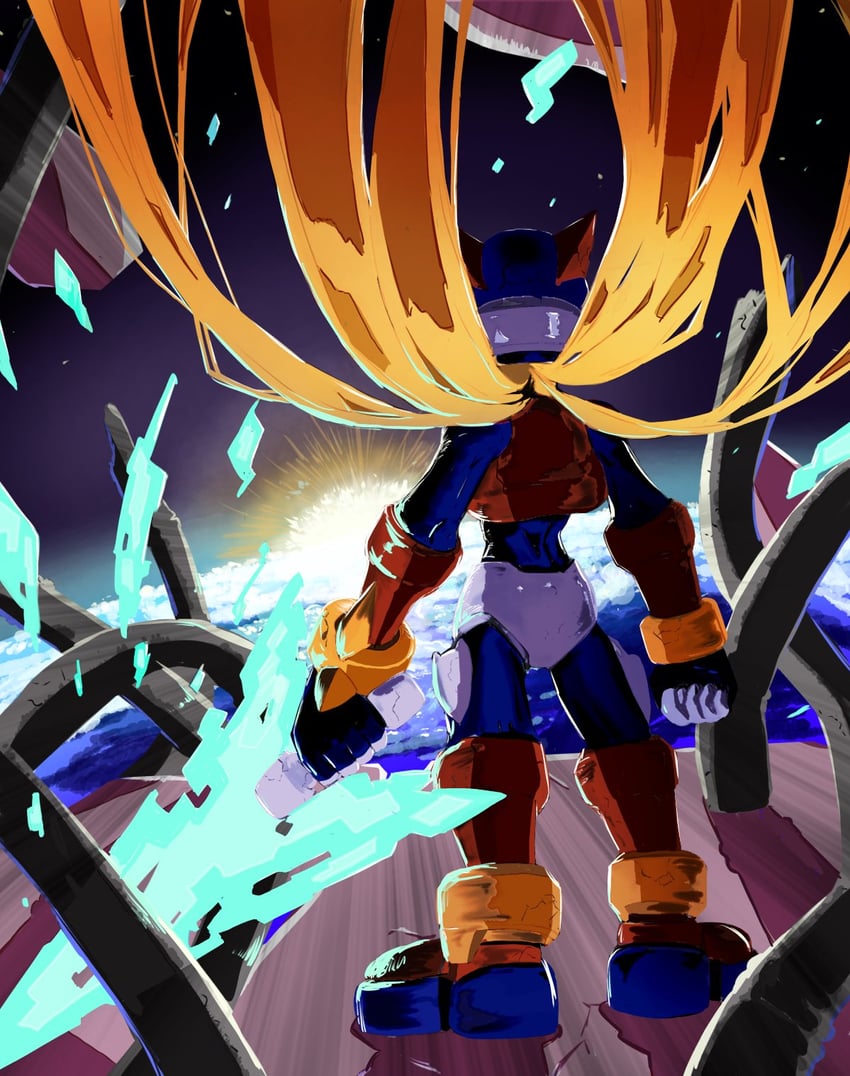 zero and zero(z) (mega man and 2 more) drawn by omochi_(mochi_skymega)