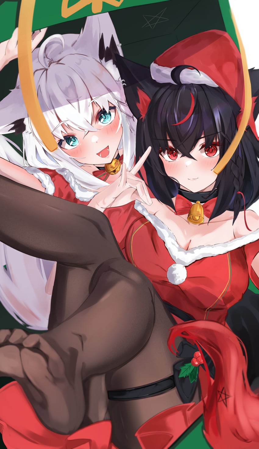shirakami fubuki and kurokami fubuki (hololive) drawn by siyara_amau