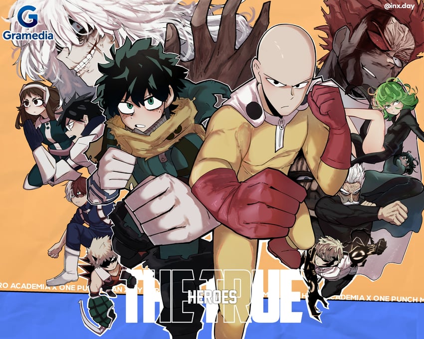 midoriya izuku, bakugou katsuki, uraraka ochaco, tatsumaki, todoroki shoto, and 8 more (boku no hero academia and 1 more) drawn by tamachi_sa
