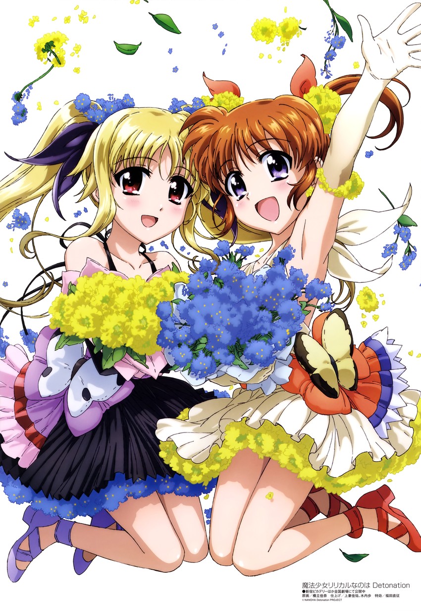 fate testarossa and takamachi nanoha (lyrical nanoha and 3 more) drawn by hashidate_kana