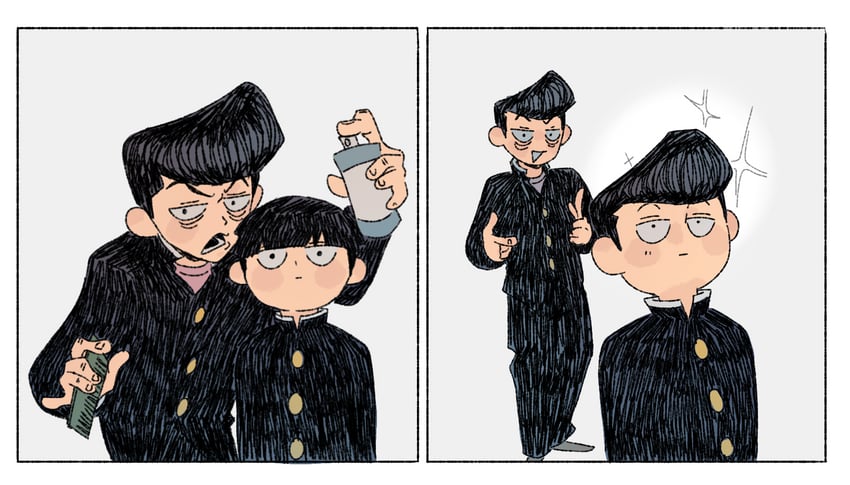 kageyama shigeo and onigawara tenga (mob psycho 100) drawn by cutystuffy