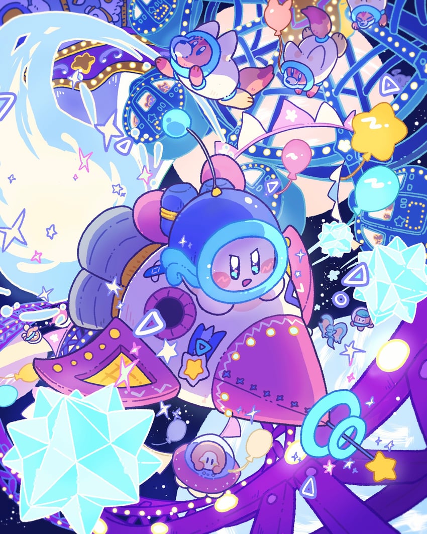 kirby, waddle dee, elfilin, awoofy, ranger kirby, and 1 more (kirby and 1 more) drawn by harukui
