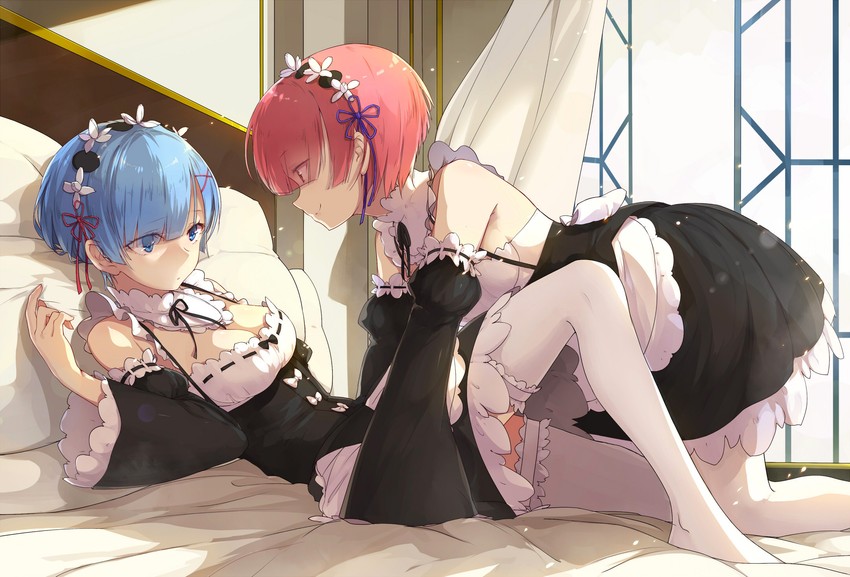 rem and ram (re:zero kara hajimeru isekai seikatsu) drawn by sam_ashton
