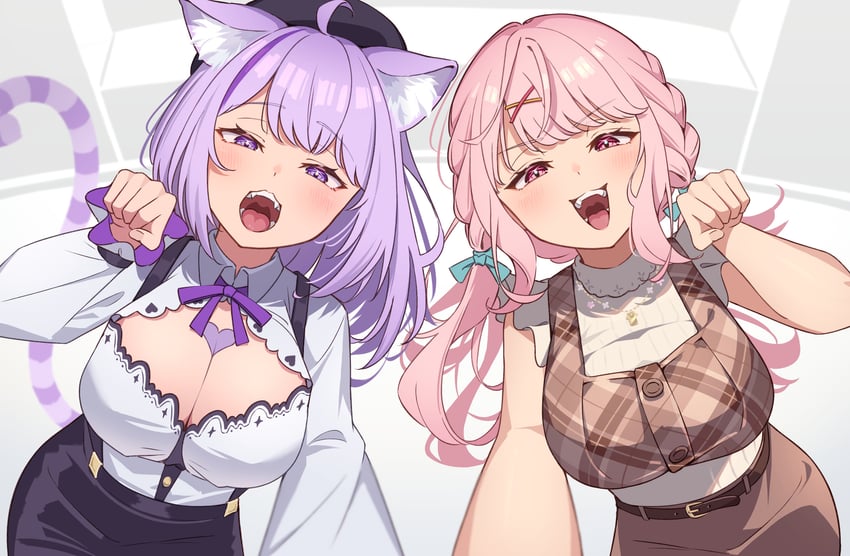 nekomata okayu and shiina yuika (hololive and 1 more) drawn by shin_toro