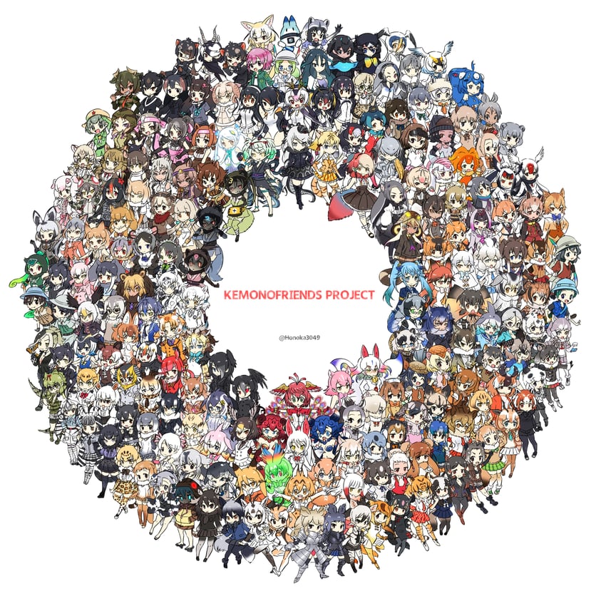 serval, kaban, common raccoon, fennec, shoebill, and 193 more (kemono friends and 2 more) drawn by siraitokiko
