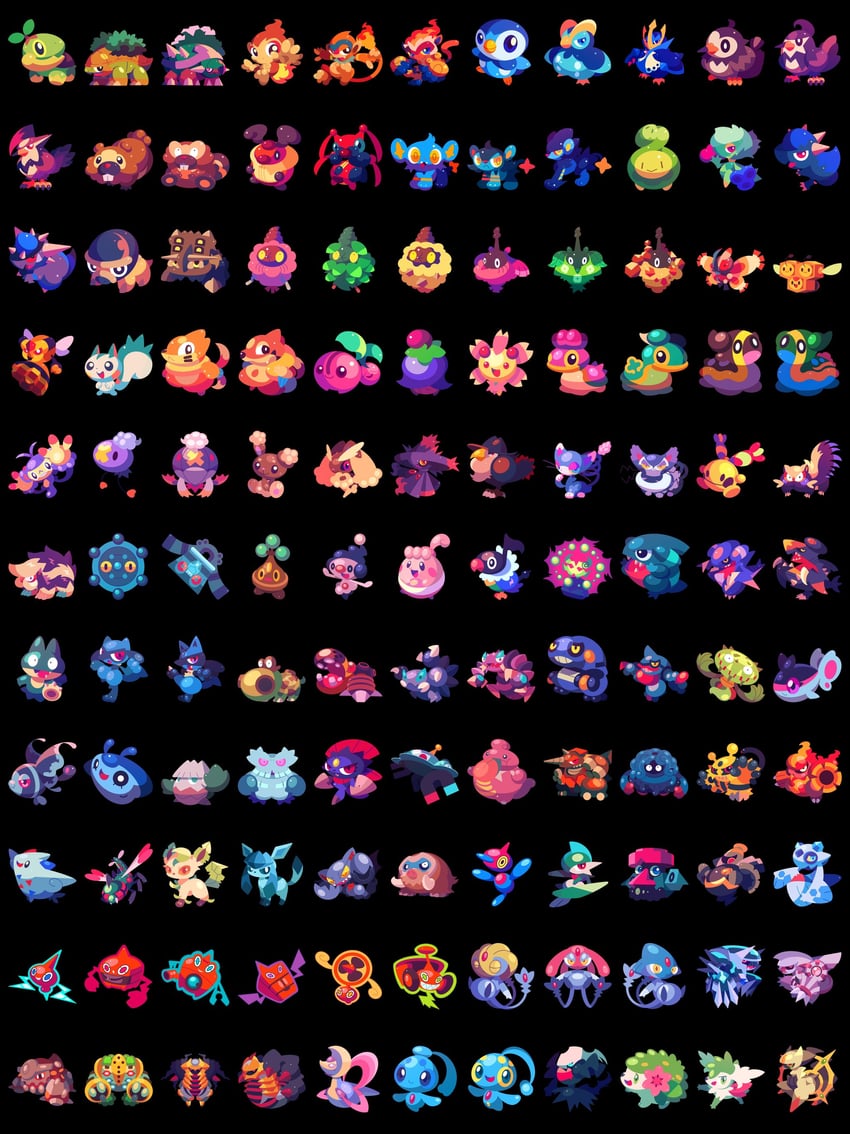 rotom, piplup, lucario, glaceon, lopunny, and 102 more (pokemon) drawn by shichi_(7cube_ori)