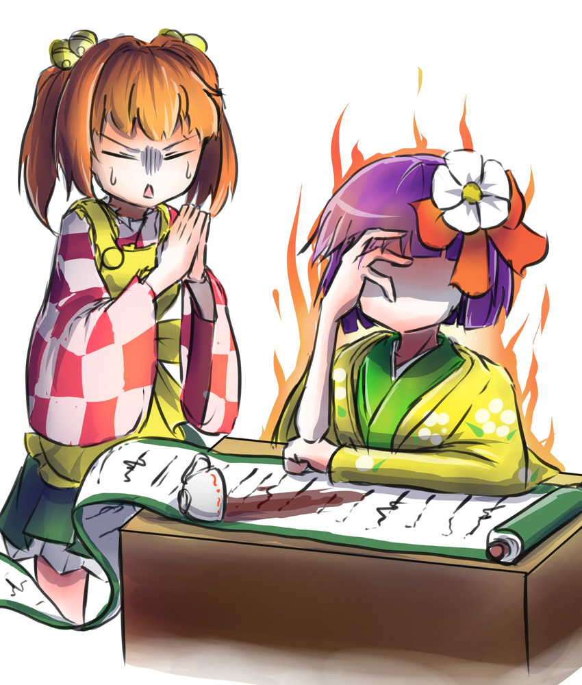hieda no akyuu and motoori kosuzu (touhou) drawn by peroponesosu.