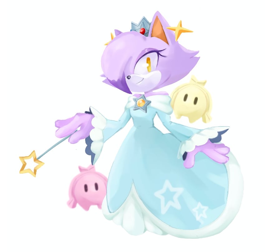 rosalina, blaze the cat, luma, and koco (mario and 3 more) drawn by draw_chill's