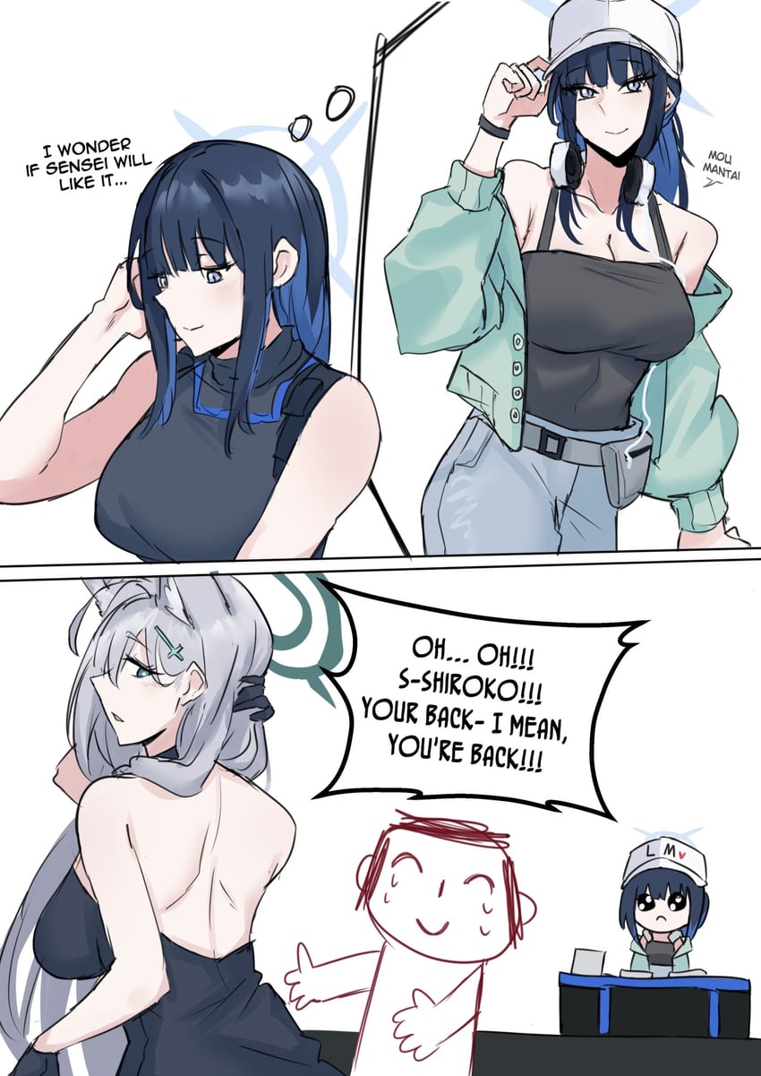 sensei, shiroko, saori, and shiroko terror (blue archive) drawn by maven_(madeinheaven_23)
