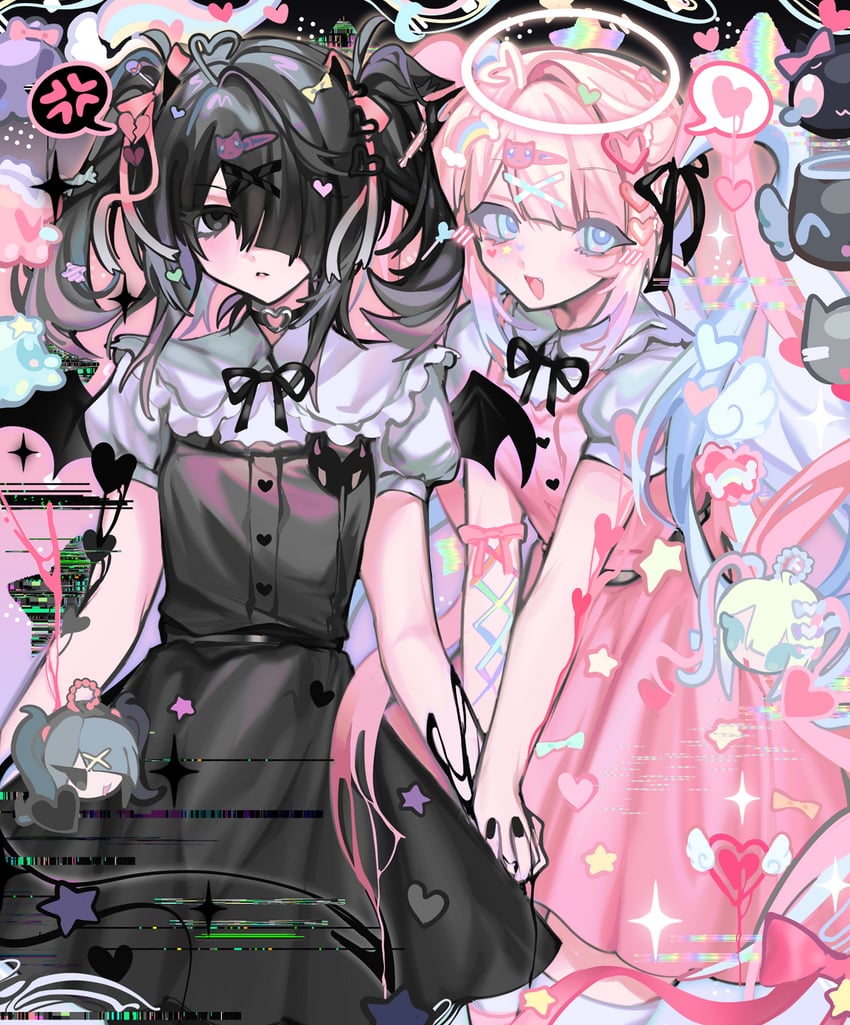 chouzetsusaikawa tenshi-chan and ame-chan (needy girl overdose) drawn by mokiette