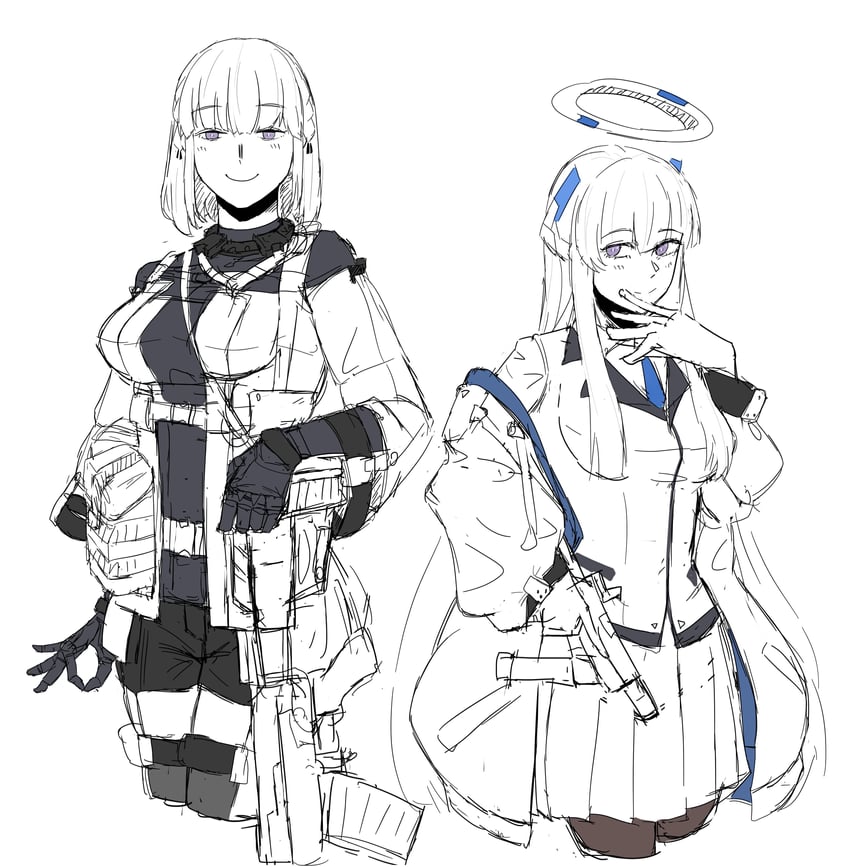 noa and rpk-16 (blue archive and 1 more) drawn by frank-link