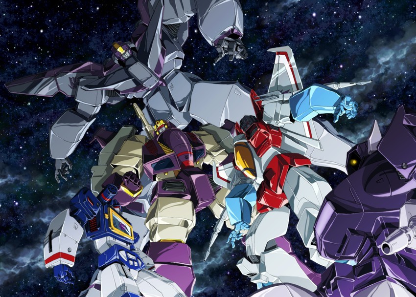 starscream, soundwave, shockwave, blitzwing, and astrotrain (transformers and 1 more) drawn by ryuuichirou_(haineken)