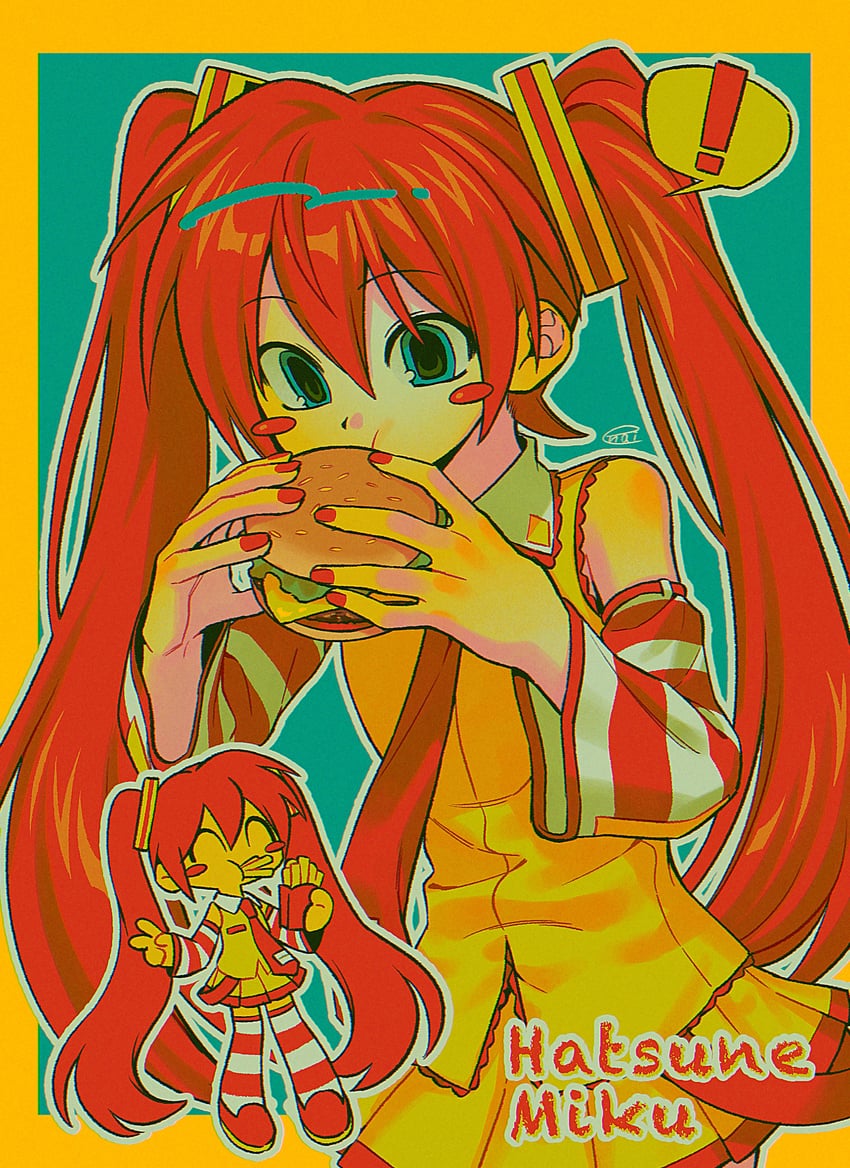 hatsune miku and ronald mcdonald (vocaloid and 1 more) drawn by menma_(enaic31)