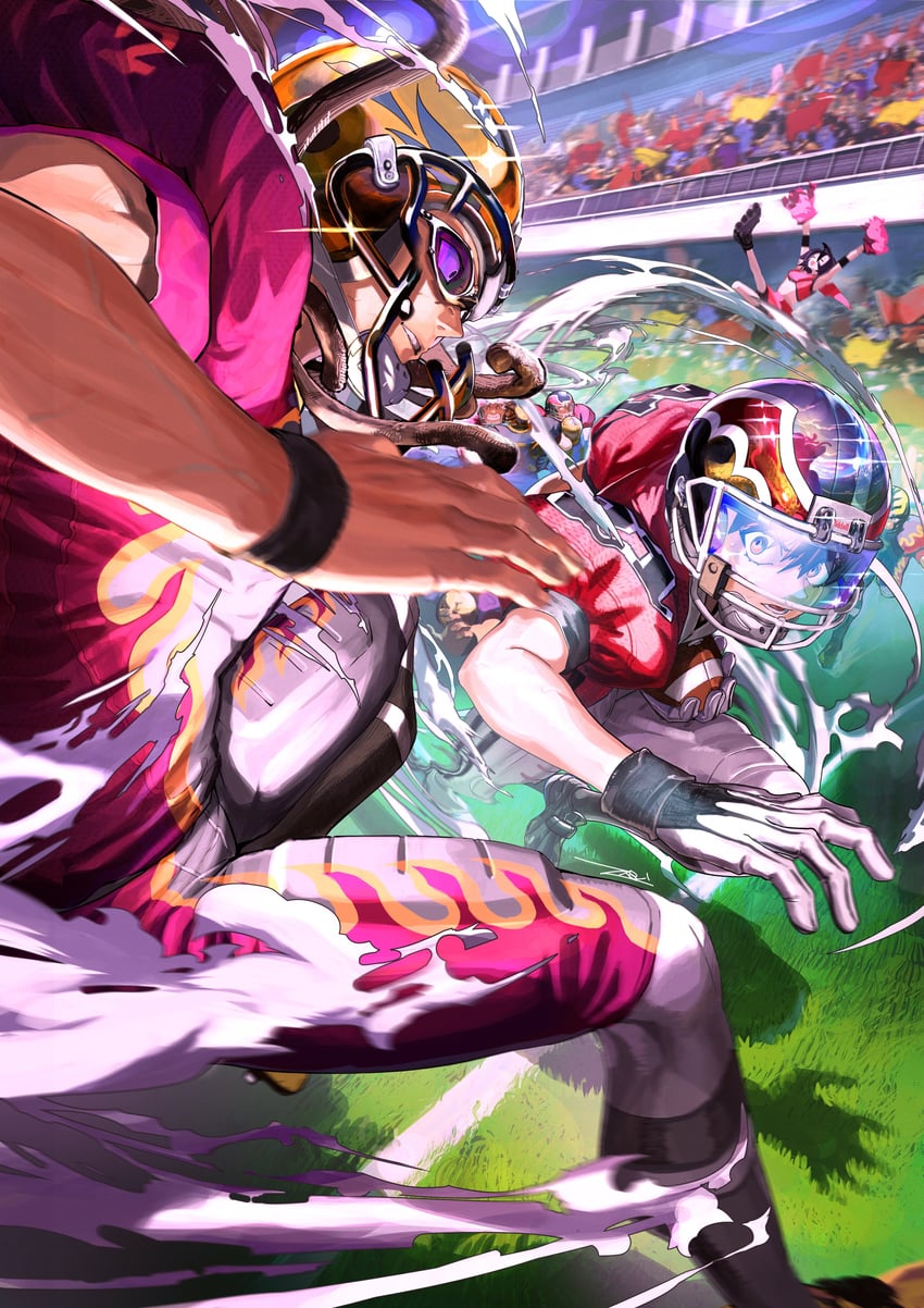 kobayakawa sena, taki suzuna, kurita ryokan, kongou agon, juumonji kazuki, and 1 more (eyeshield 21) drawn by ossan_zabi_190