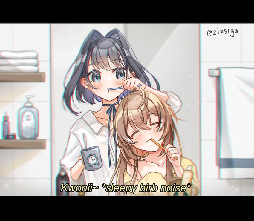 ouro kronii, nanashi mumei, and kronie (hololive and 1 more) drawn by zixsiga