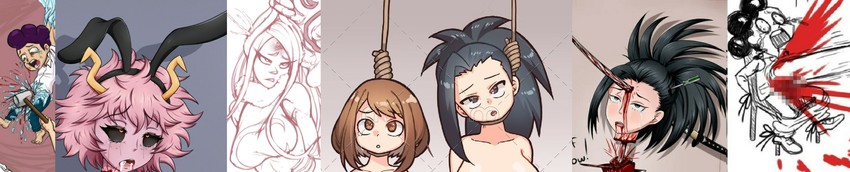 mirko, uraraka ochaco, yaoyorozu momo, ashido mina, and mineta minoru (boku no hero academia) drawn by bcguro, kennymoney, and kyder