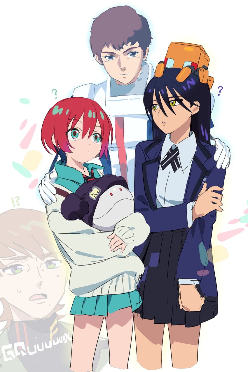 amate yuzuriha, haro, nyaan, amuro ray, conch, and 1 more (gundam and 2 more) drawn by mayutsuba_mono