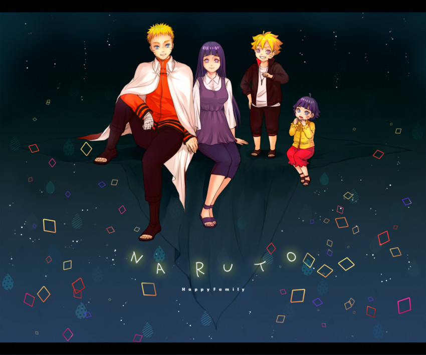 uzumaki naruto, hyuuga hinata, uzumaki boruto, and uzumaki himawari (naruto and 1 more) drawn by hiro_(totoring)