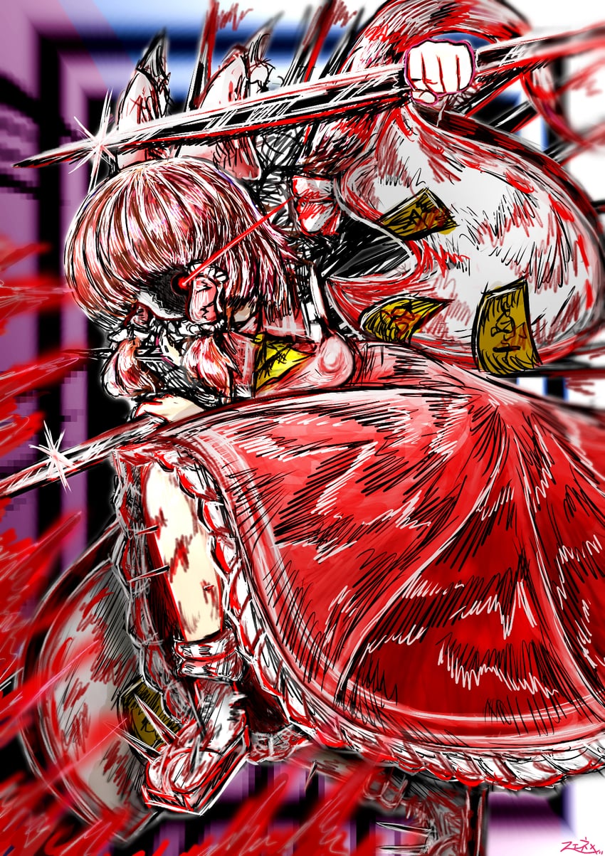 hakurei reimu and variant reimu (touhou and 1 more) drawn by 1_gingai_fene