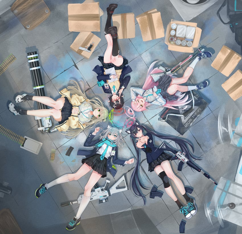 shiroko, hoshino, nonomi, serika, and ayane (blue archive) drawn by kc_ncp