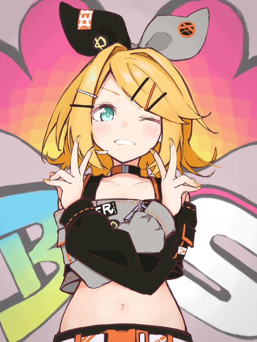 kagamine rin and vivid bad squad rin (vocaloid and 1 more) drawn by cidre_db