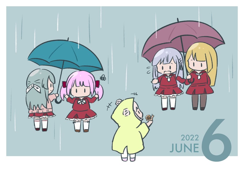 kon kanaho, miyagawa takane, sadamori himeka, toki kureha, and tamba akari (assault lily) drawn by kabayaki_(kabayaki_eel)