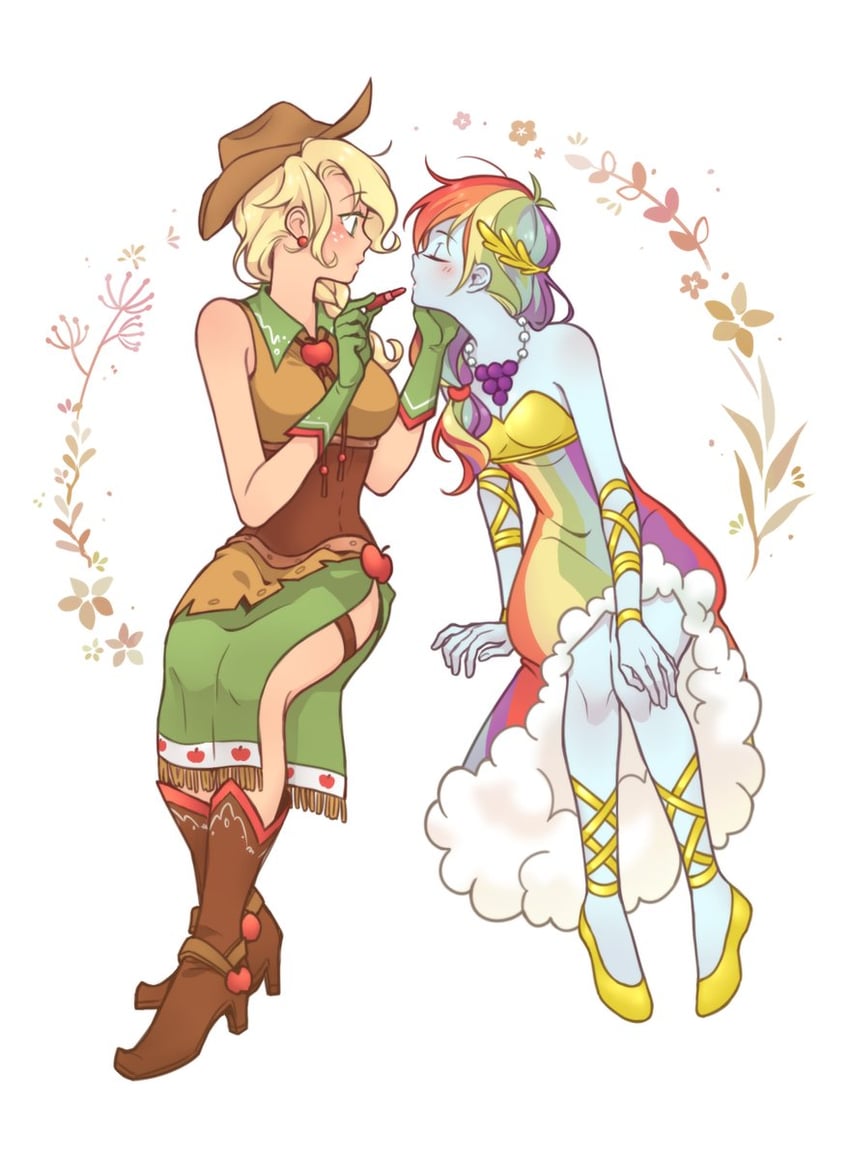 rainbow dash and applejack (my little pony and 2 more) drawn by dcon_34