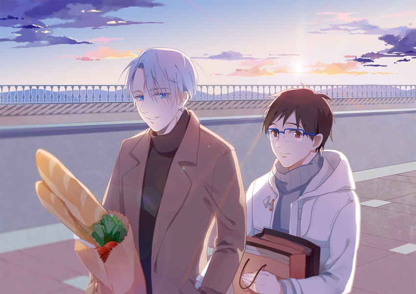 katsuki yuuri and viktor nikiforov (yuri!!! on ice) drawn by ouououououou