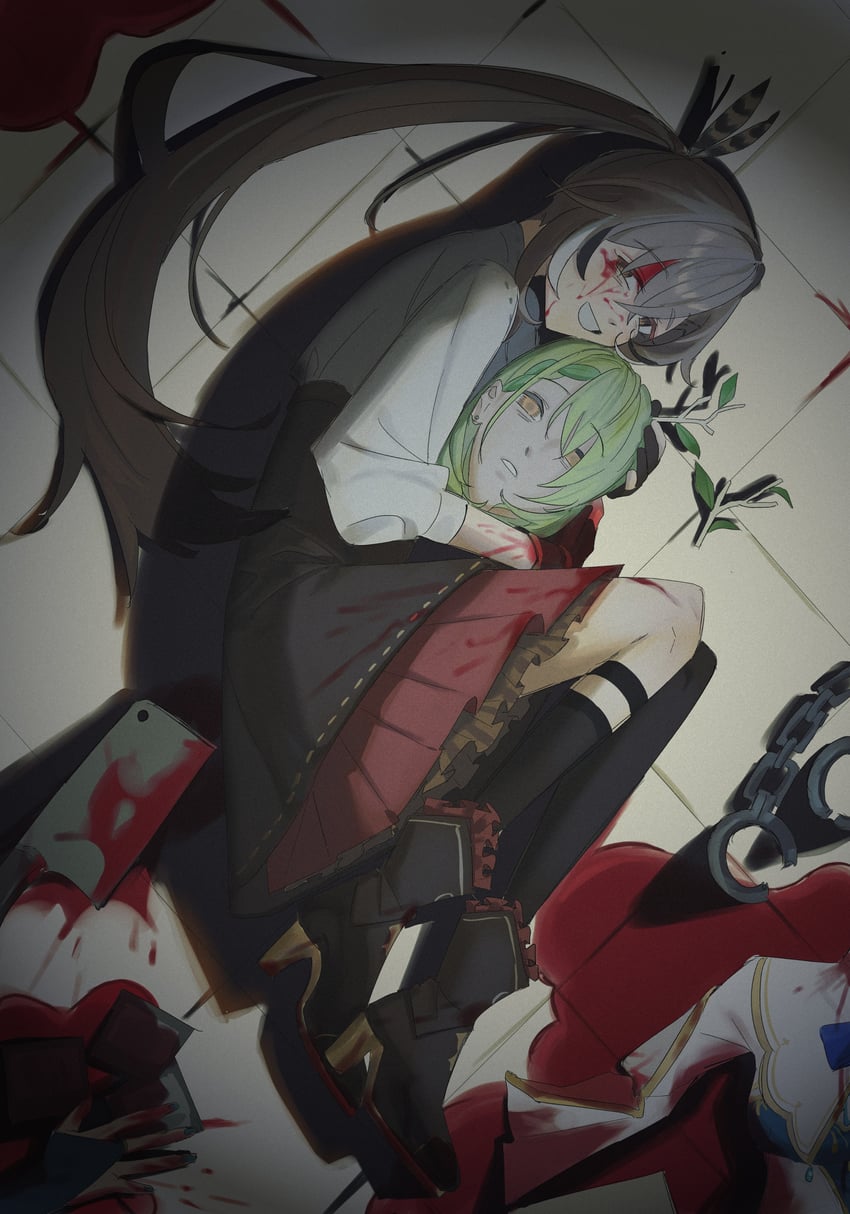 nanashi mumei and ceres fauna (hololive and 1 more) drawn by elisbian