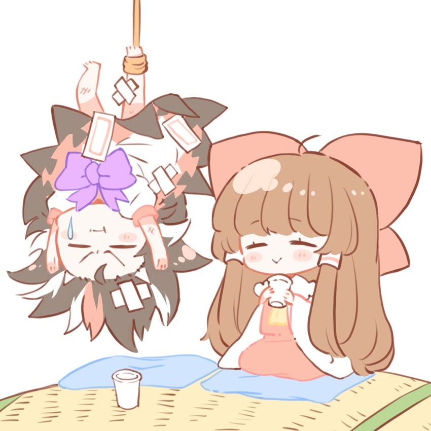 hakurei reimu and kijin seija (touhou) drawn by natsu_(tohotiara)