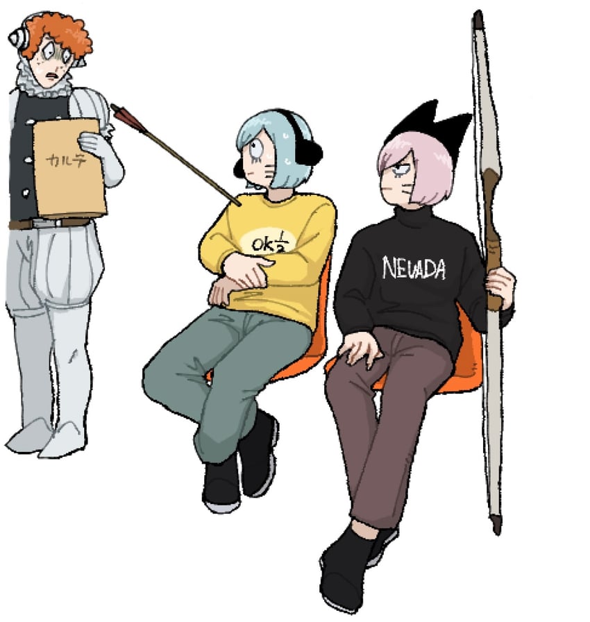 nyon, nyen, and sebastian de tomato smith chicken legs (randal's friends) drawn by riokku_heya