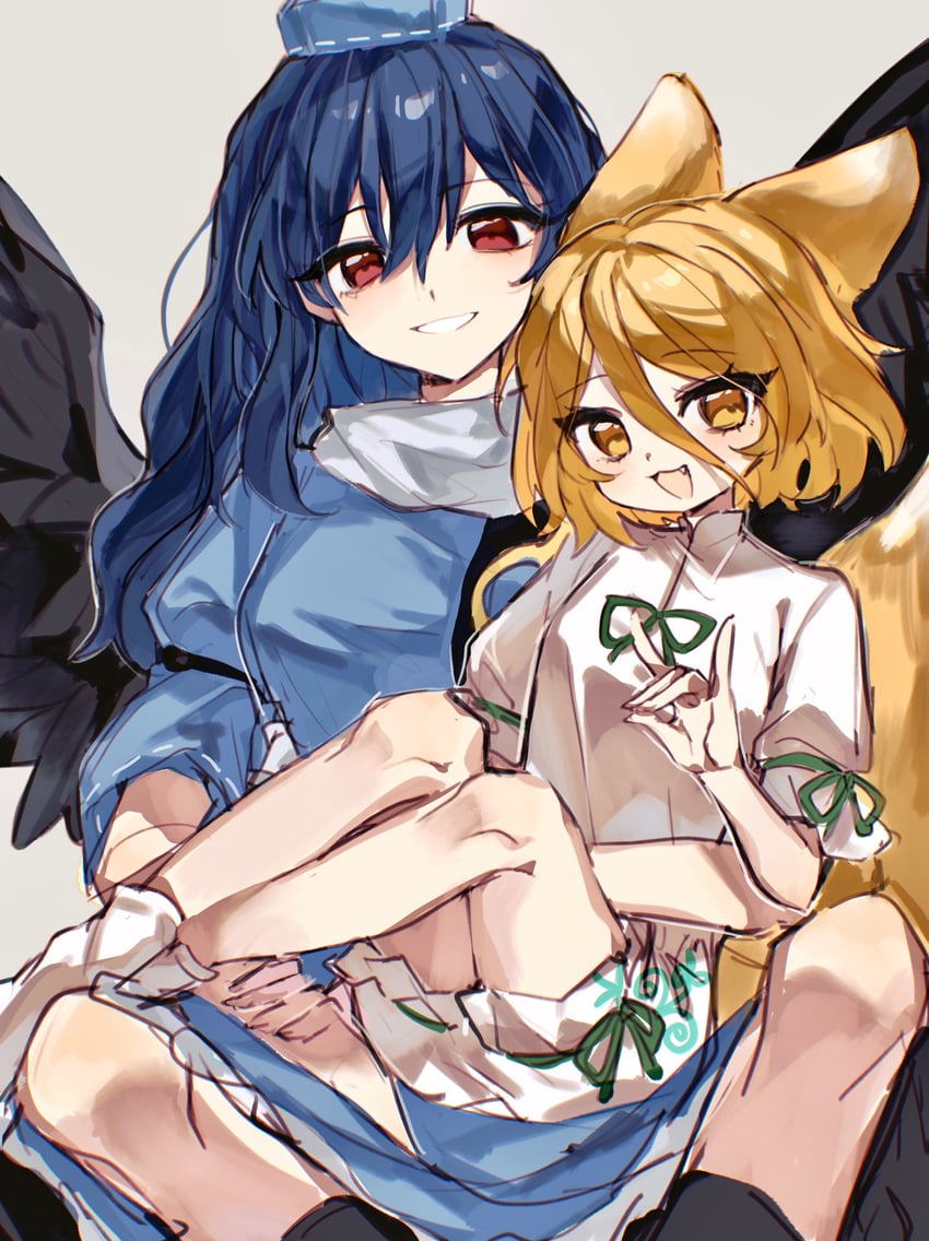 kudamaki tsukasa and iizunamaru megumu (touhou) drawn by springarashi02