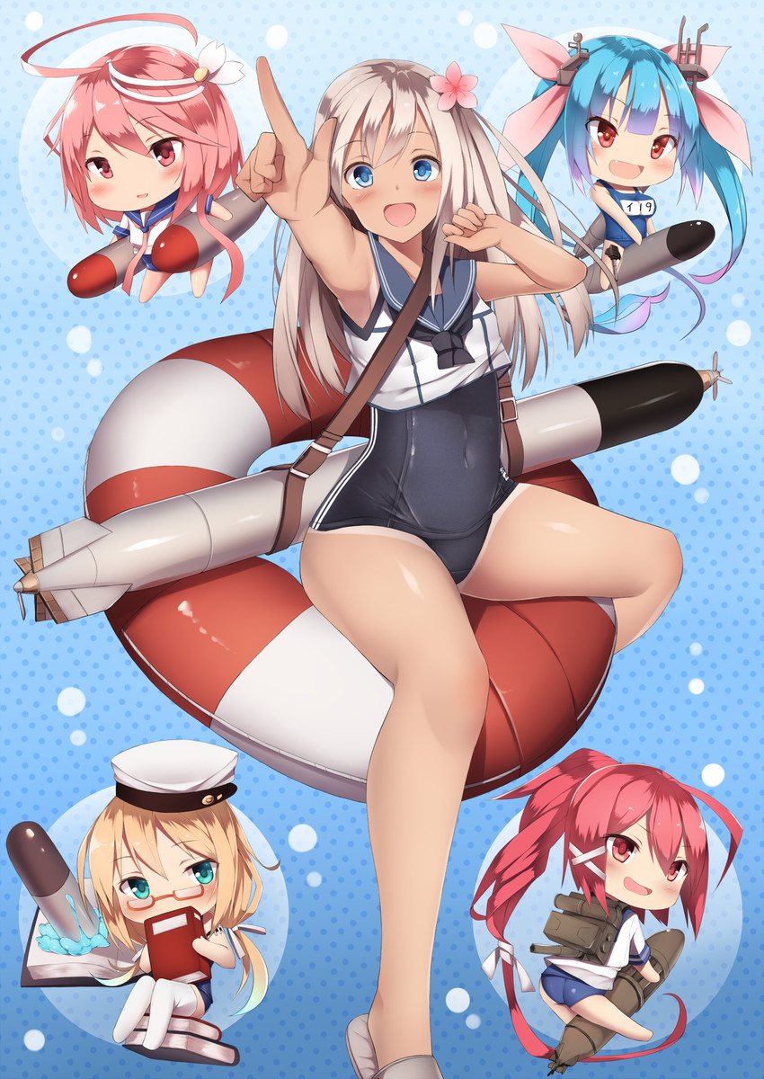 ro-500, i-19, i-58, i-8, and i-168 (kantai collection) drawn by snm_(sunimi)