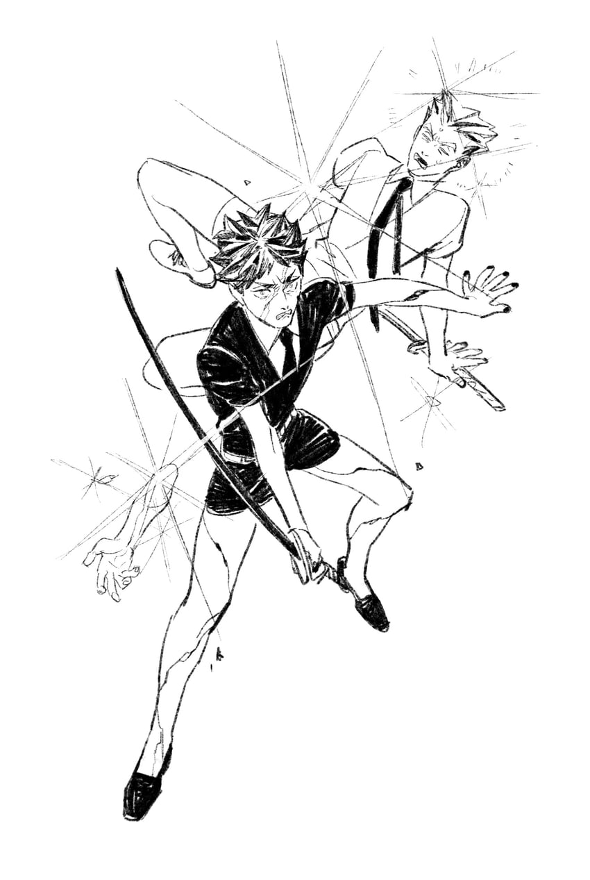 bokuto koutarou and akaashi keiji (houseki no kuni and 1 more) drawn by chengongzi123