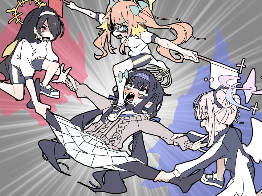 mika, ui, hinata, and shimiko (blue archive) drawn by koyansuee