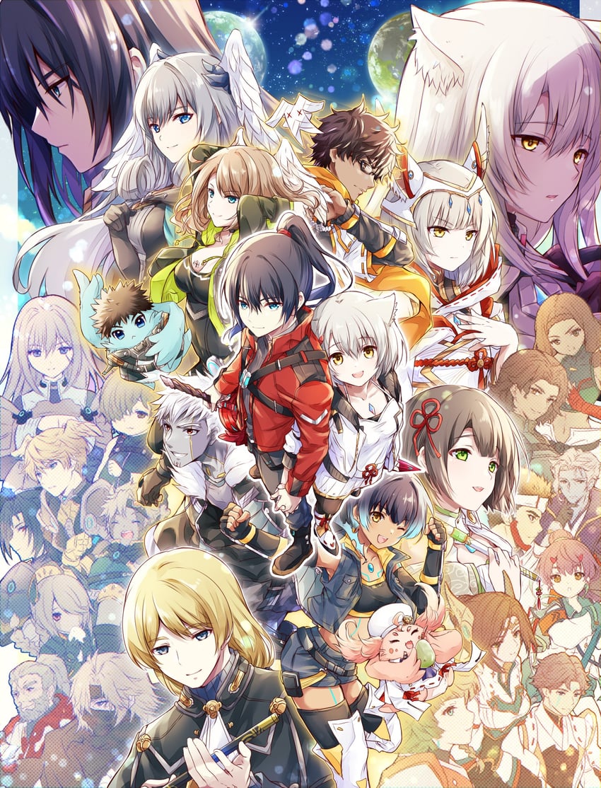 nia, mio, eunie, melia antiqua, sena, and 25 more (xenoblade chronicles and 1 more) drawn by ui_frara