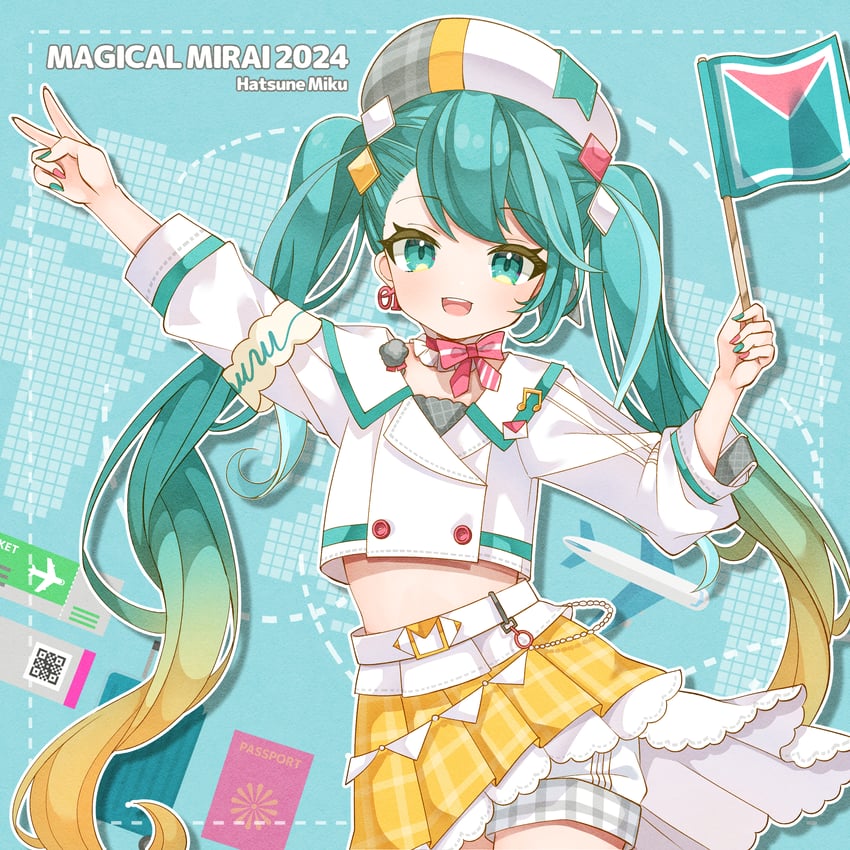 hatsune miku and magical mirai miku (vocaloid and 1 more) drawn by saekiya_sabou