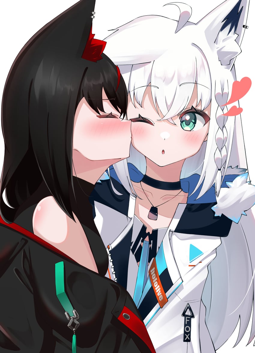 shirakami fubuki and kurokami fubuki (hololive) drawn by aica_61