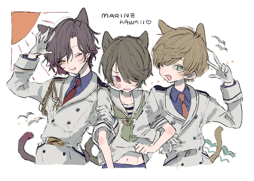 miki nozomu, yagami soma, and kiriyama oboro (dankira!!!) drawn by sneezecoon