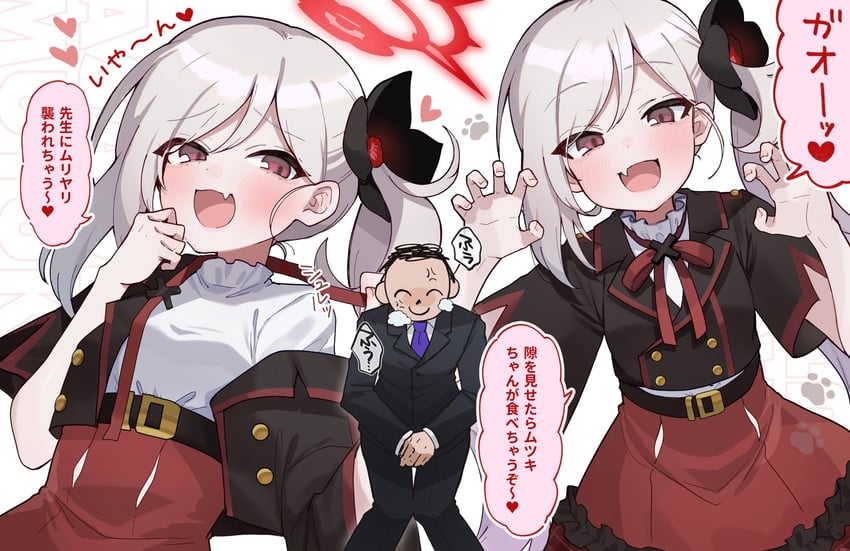sensei, doodle sensei, and mutsuki (blue archive) drawn by 13_(spice!!)