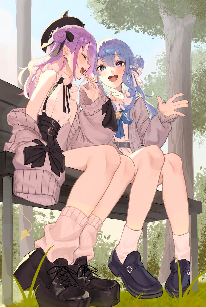 hoshimachi suisei and tokoyami towa (hololive) drawn by ayeon