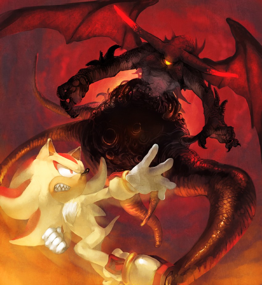 shadow the hedgehog, super shadow, black doom, and devil doom (sonic and 1 more) drawn by mochizuki_anko